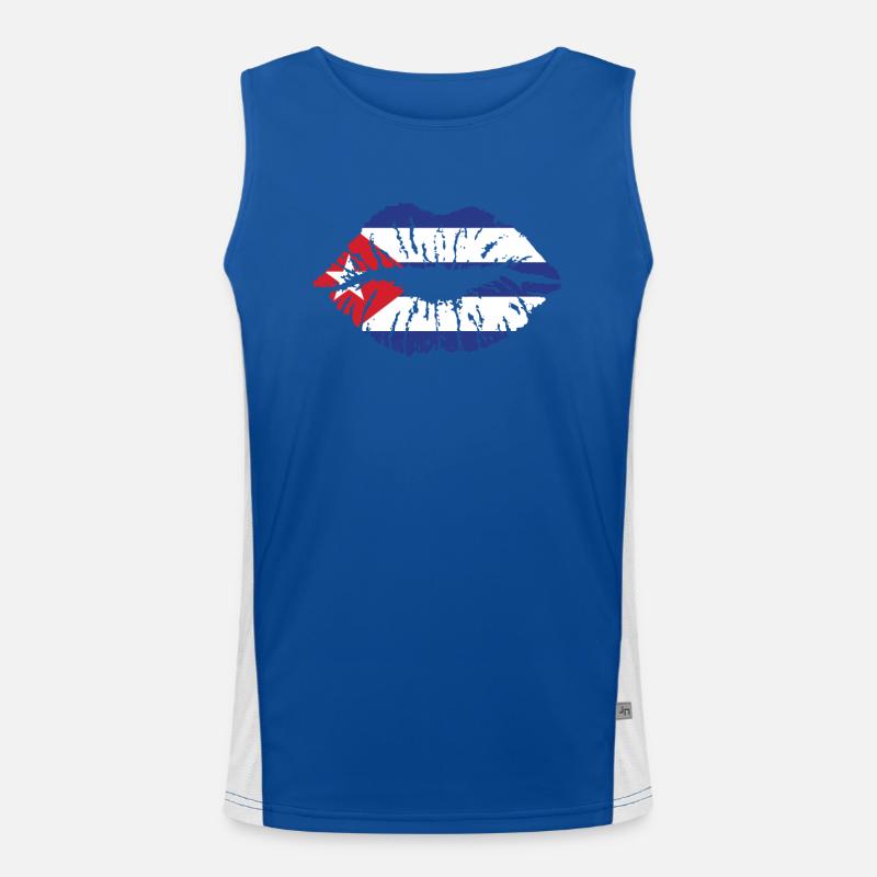Drapeau de Cuba Drapeau du cœur Cubains Débardeur respirant contrasté Homme 