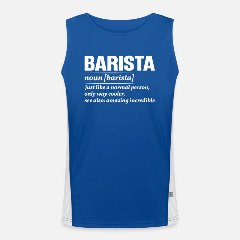 Stolzer Barista Beruf Kaffee Catering Espresso Funktionelles Kontrast-Tank Top für Männer 