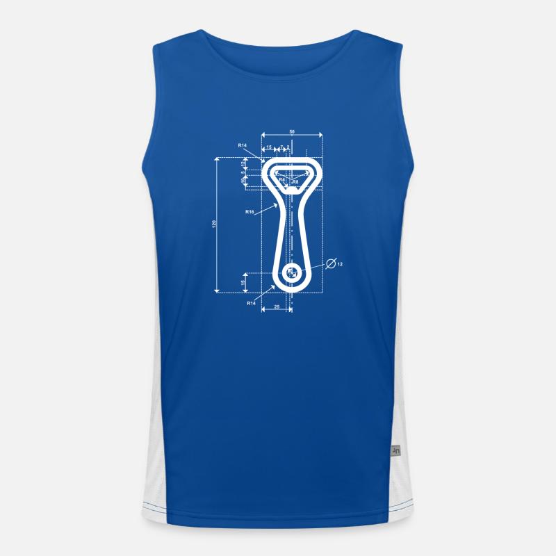 Technical drawing bottle opener Men's Functional Contrast Tank Top 
