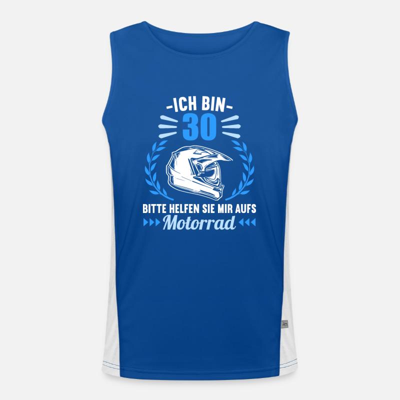 Ich bin 30 bitte helfen auf Motorrad 30 Geburtstag Funktionelles Kontrast-Tank Top für Männer 