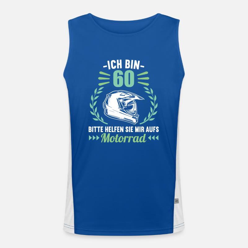 Ich bin 60 bitte helfen auf Motorrad 60 Geburtstag Funktionelles Kontrast-Tank Top für Männer 