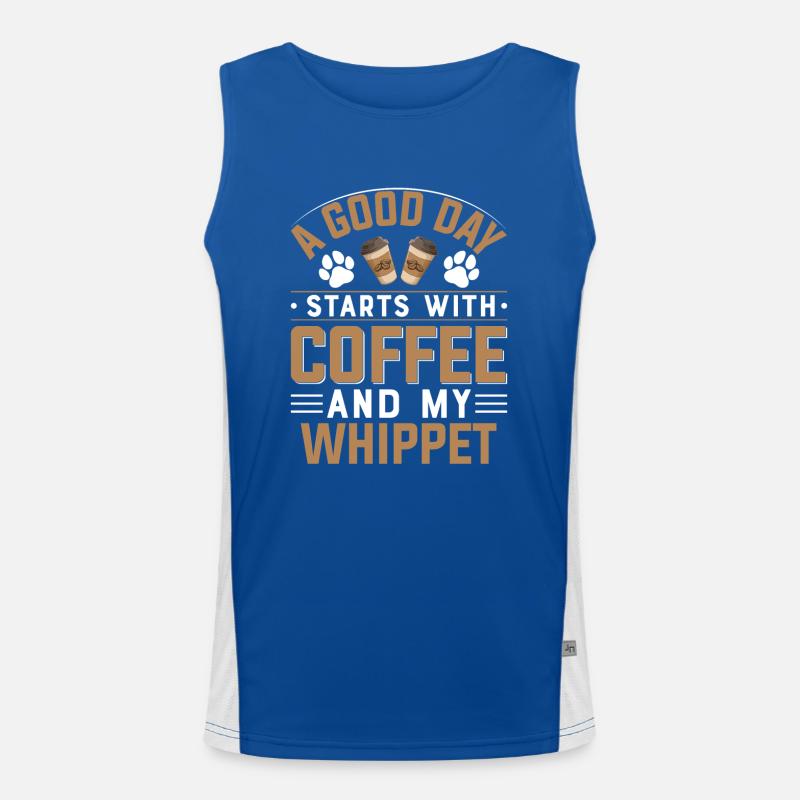 Whippet Kaffee Trinken Koffein Hundebesitzer Funktionelles Kontrast-Tank Top für Männer 