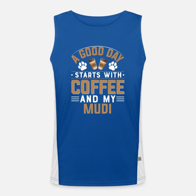 Mudi Dog Breed Coffee Drinking Caffeine Caffeine Men's Functional Contrast Tank Top 