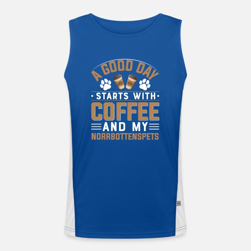 Norrbottenspitz Kaffee Trinken Koffein Pfote Hunde Funktionelles Kontrast-Tank Top für Männer 