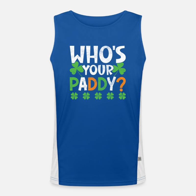Happy Saint Patrick's Day Rainbow Gold Leprechaun Men's Functional Contrast Tank Top 