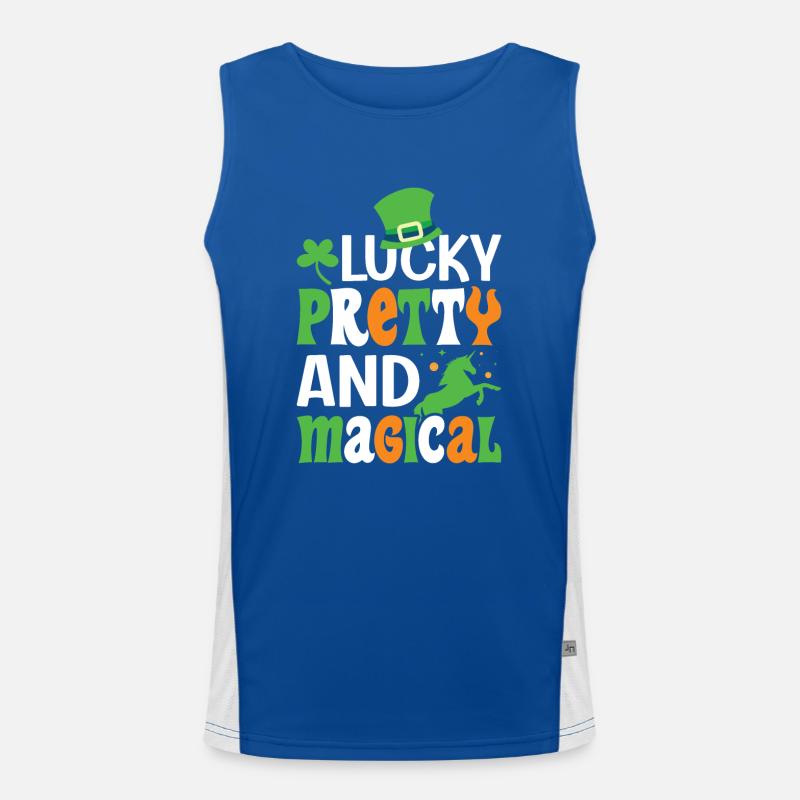 Happy Saint Patrick's Day Rainbow Gold Leprechaun Men's Functional Contrast Tank Top 