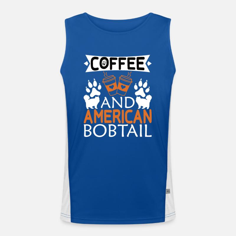 American bobtail coffee drinking caffeine paw dog Men's Functional Contrast Tank Top 