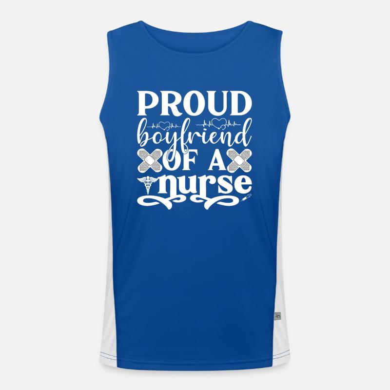Stolzer Freund einer Krankenschwester Freundin Funktionelles Kontrast-Tank Top für Männer 