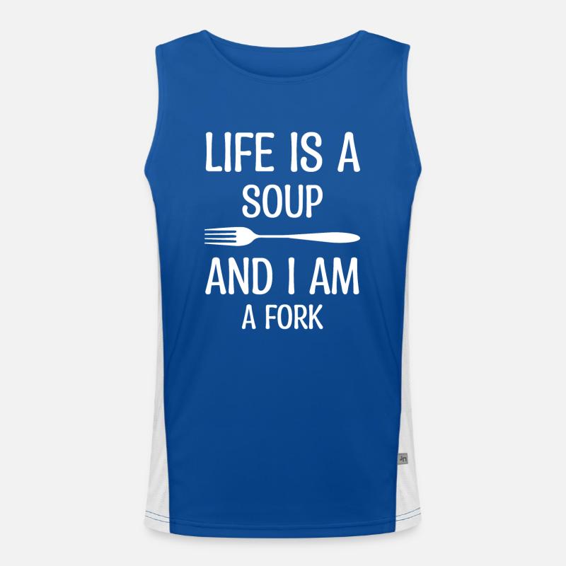 Das Leben Ist Eine Suppe Du Bist Eine Gabel Funktionelles Kontrast-Tank Top für Männer 