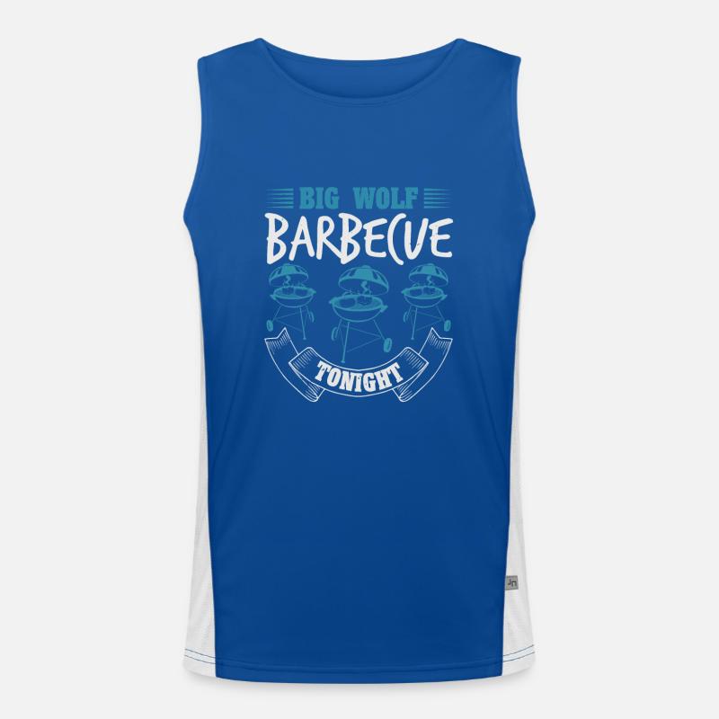 DIG WOLD BARBECUE TONIGHT - Men's Functional Contrast Tank Top  - royal/white