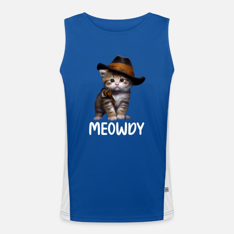 Meowdy Funny cat Meme for Cat Lovers Funktionelles Kontrast-Tank Top für Männer 