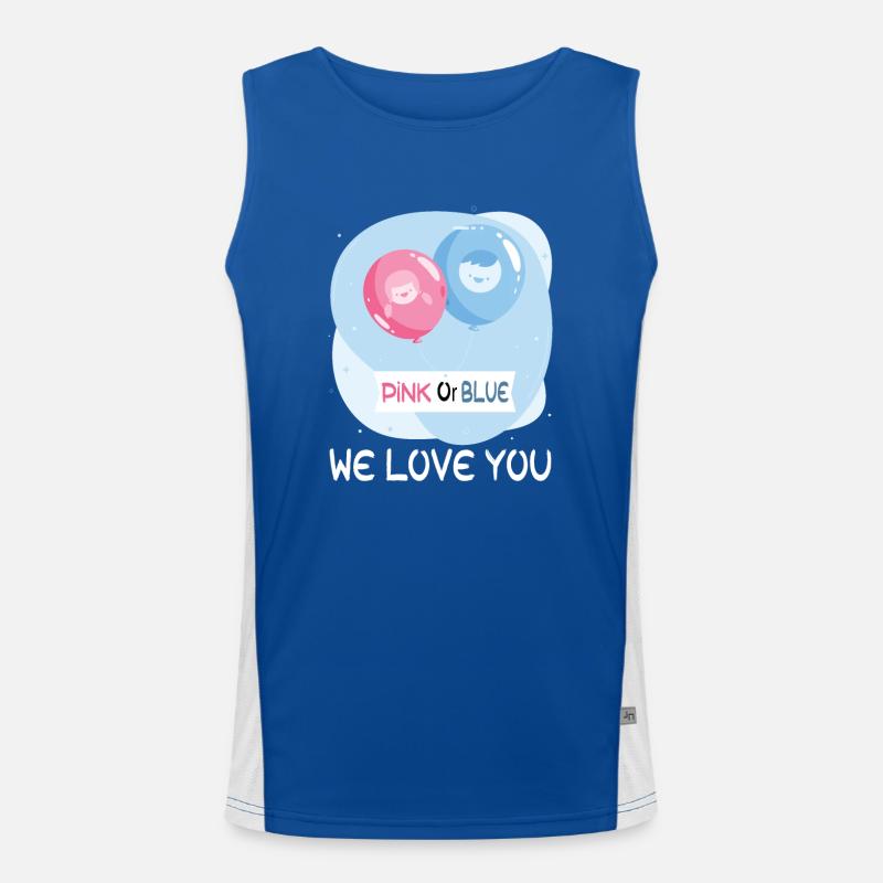 Rosa oder blau wir lieben dich - Team Boy Mädchen Geschlecht Funktionelles Kontrast-Tank Top für Männer 