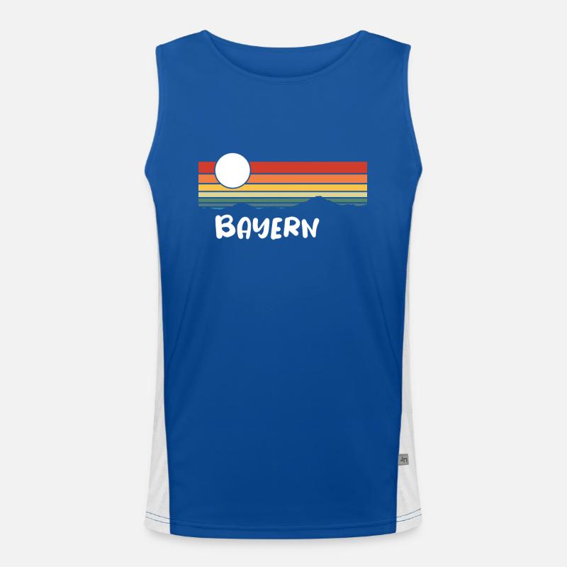 Bavaria Germany Rainbow Landscape Mountains Men's Functional Contrast Tank Top 