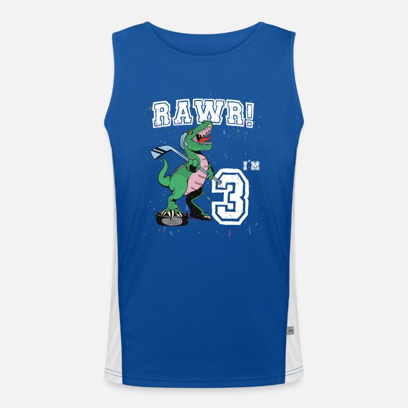 Rawr I'm 3 3rd Birthday Party T Rex Dinosaurier Funktionelles Kontrast-Tank Top für Männer 
