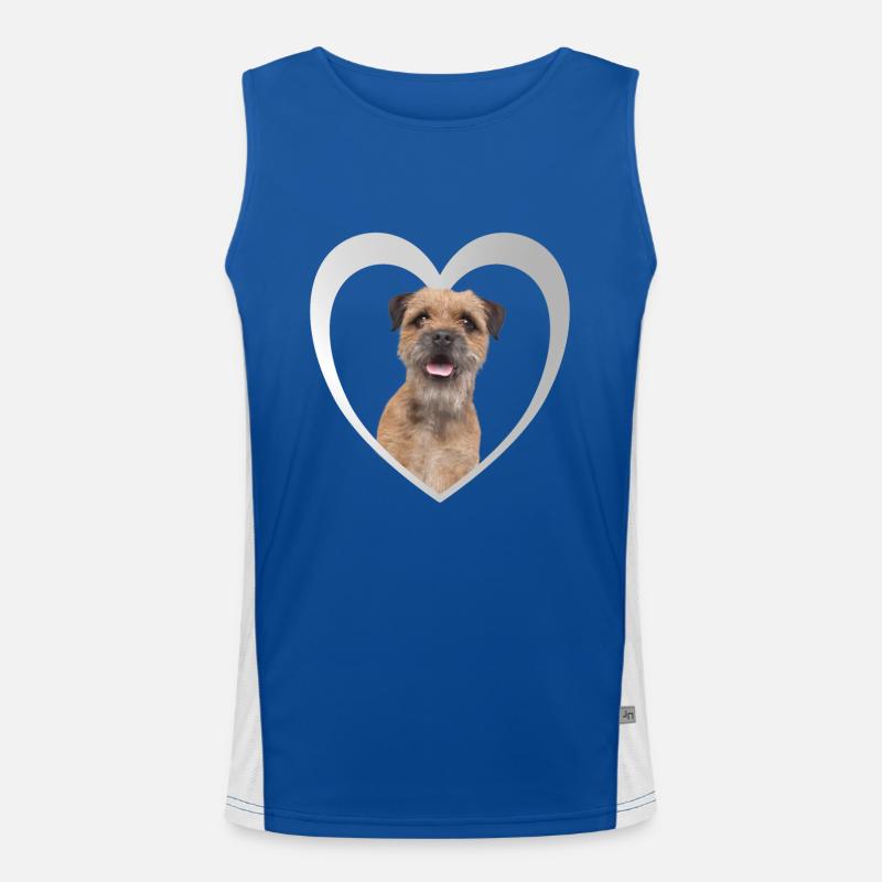 Border Terrier Herz - I Love Border Terrier Funktionelles Kontrast-Tank Top für Männer 