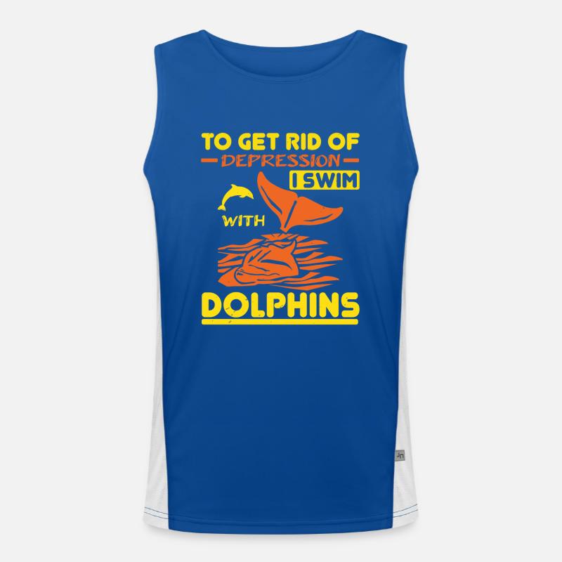 POUR ME DÉBARRASSER DE LA DÉPRESSION, JE NAGE AVEC LES DAUPHINS Débardeur respirant contrasté Homme 