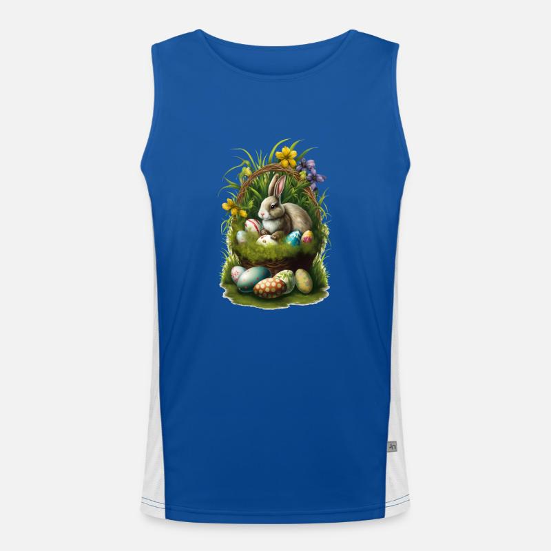 Easter Bunny with Easter Eggs Easter Men's Functional Contrast Tank Top 