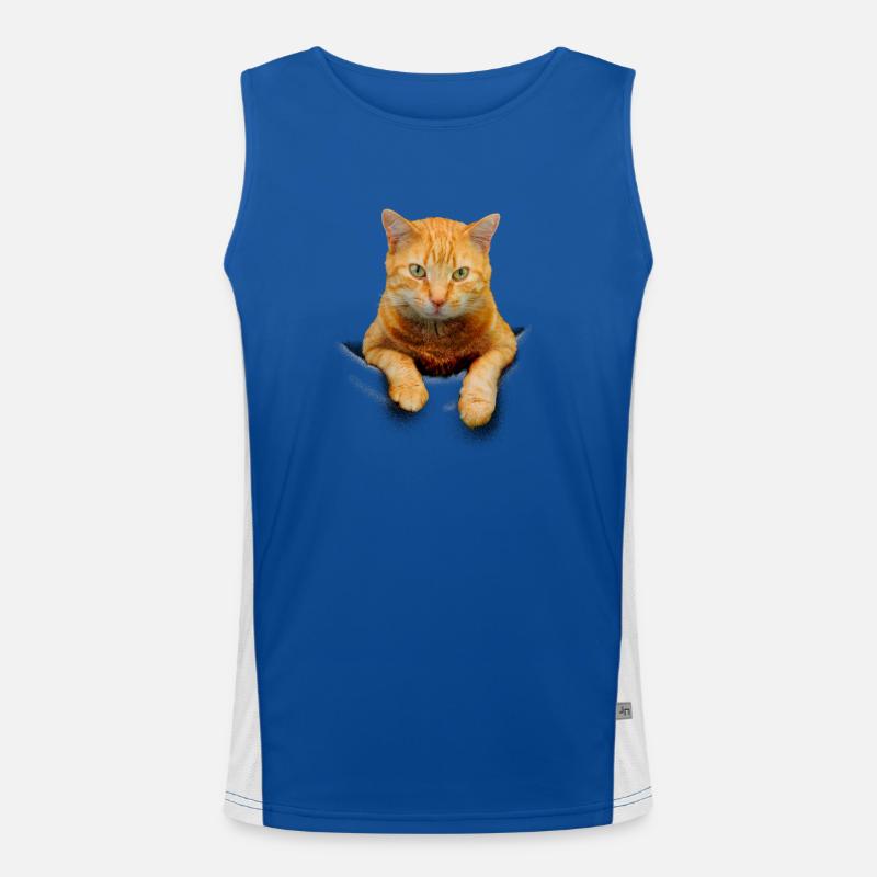 Mignon chat jaune chaton dans la poche - Meilleur propriétaire de chat Débardeur respirant contrasté Homme 