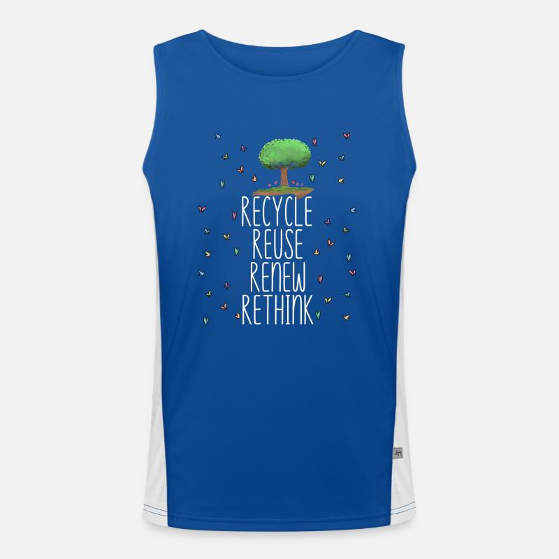 Recycle Reuse Renew Rethink Crisis environmental Men's Functional Contrast Tank Top 
