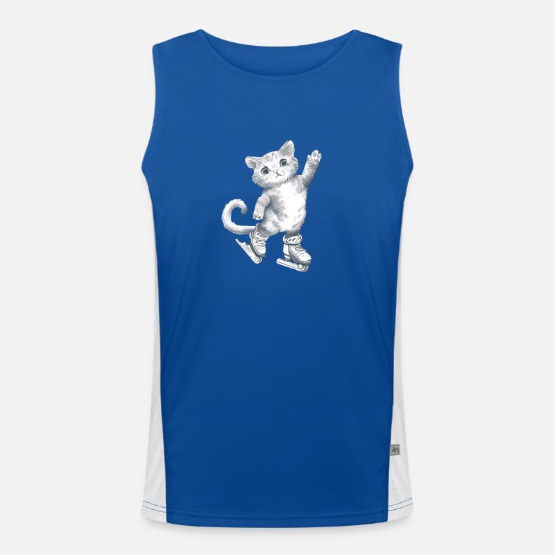 Cat on skates drawing - Men's Functional Contrast Tank Top - royal/white