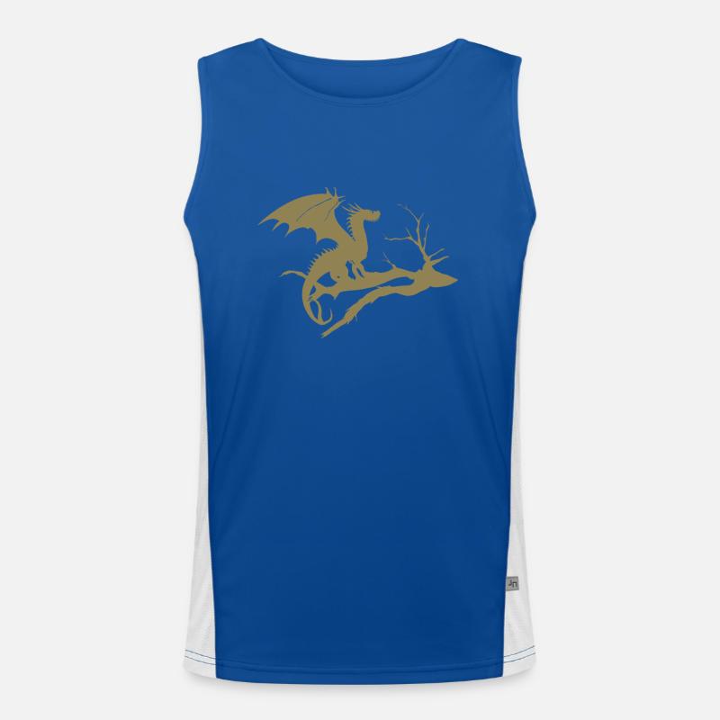 drache design silhouette toter baum Funktionelles Kontrast-Tank Top für Männer 