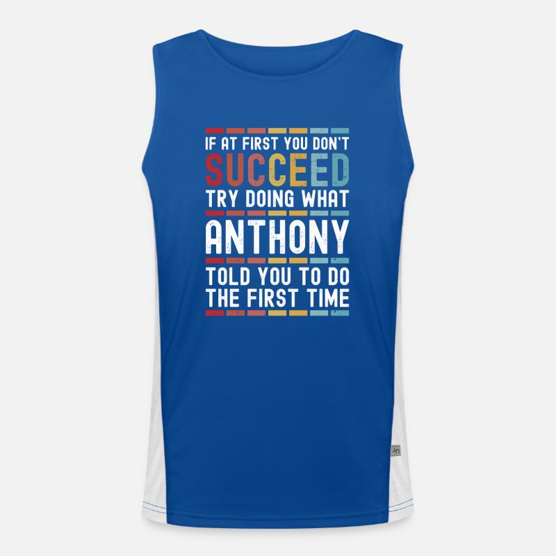 Anthony Name Personalized Funny Birthday Men's Functional Contrast Tank Top 