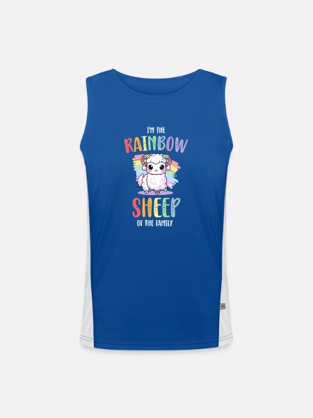 Rainbow Sheep LGBT Lesbian Gay Community Pride - Débardeur respirant contrasté Homme  - bleu/blanc - Devant