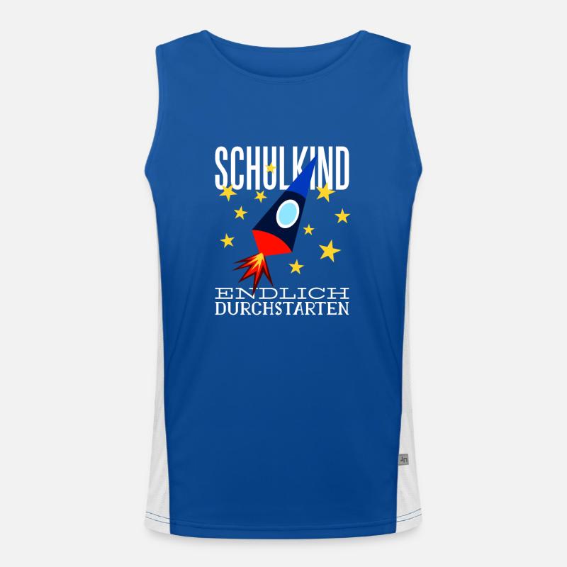 Schulkind Endlich Durchstarten Funktionelles Kontrast-Tank Top für Männer 