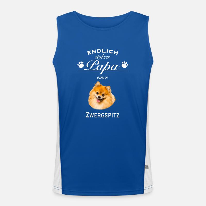 Endlich stolzer Papa - Zwergspitz Funktionelles Kontrast-Tank Top für Männer 