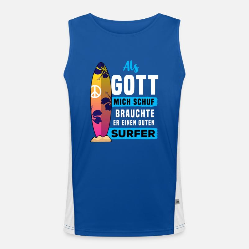 Als Gott Mich Schuf Brauchte Er Einen Guten Surfer Funktionelles Kontrast-Tank Top für Männer 