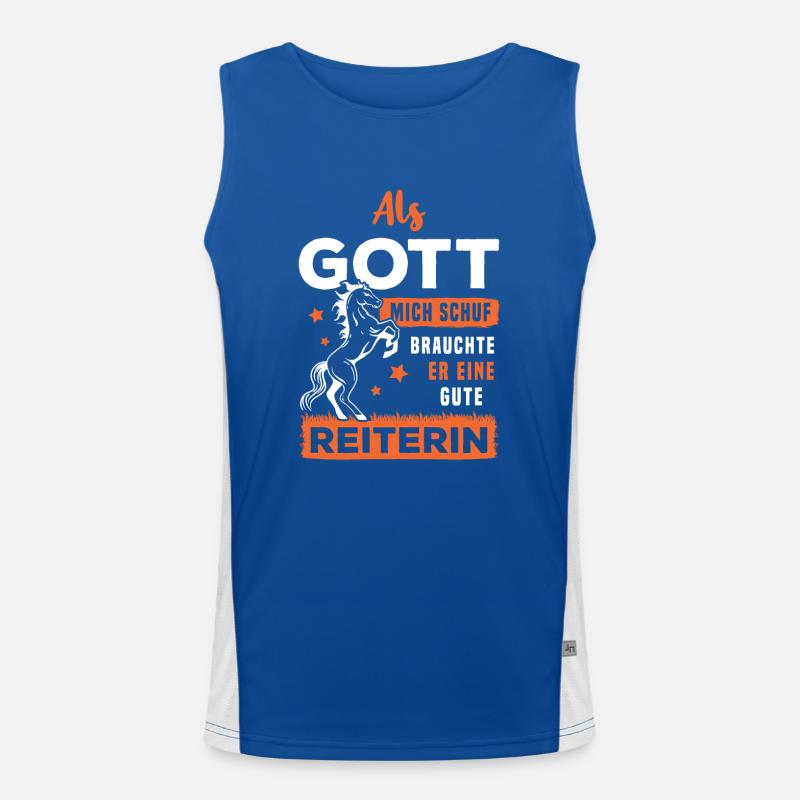 Als Gott Mich Schuf Brauchte Er Eine Gute Reiterin Funktionelles Kontrast-Tank Top für Männer 