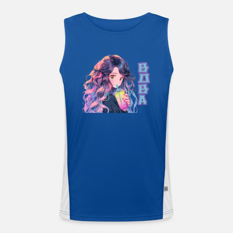 Anime and Boba Bubble Tea Funktionelles Kontrast-Tank Top für Männer 