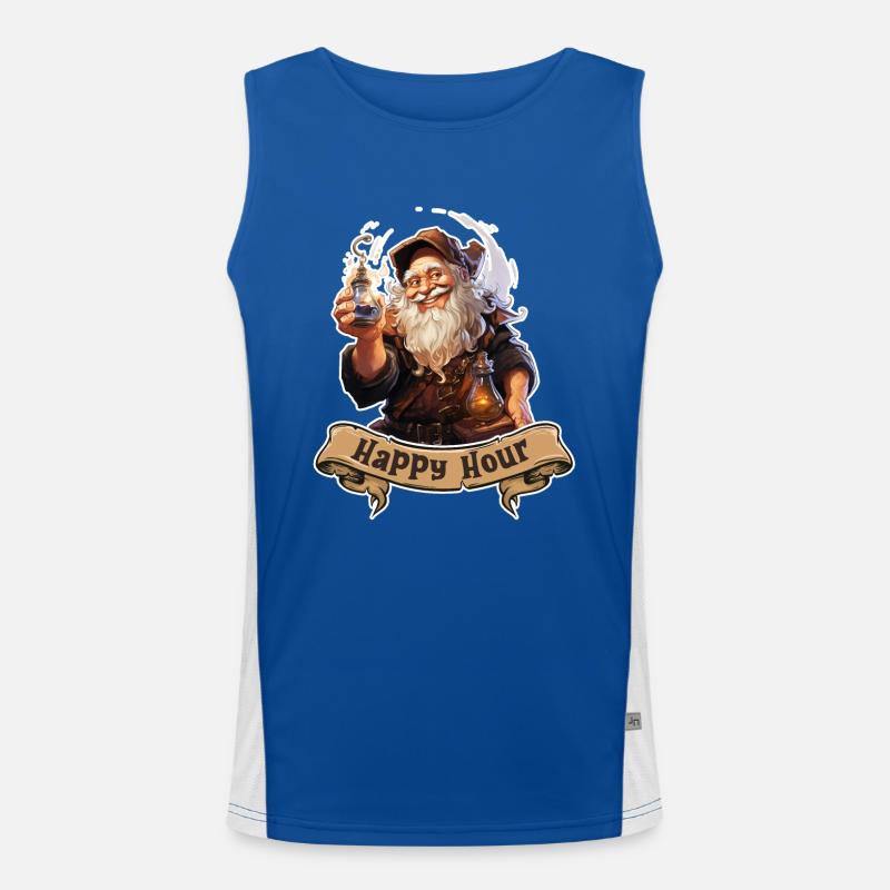 Happy Hour Dwarf with Magic Potion Role Playing Game Men's Functional Contrast Tank Top 