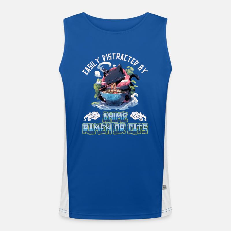Easily distracted by Anime Ramen or Cats Funktionelles Kontrast-Tank Top für Männer 
