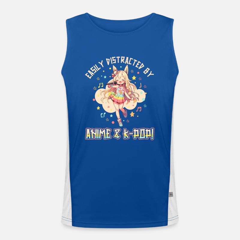Easily distracted by Anime and K-Pop Men's Functional Contrast Tank Top 