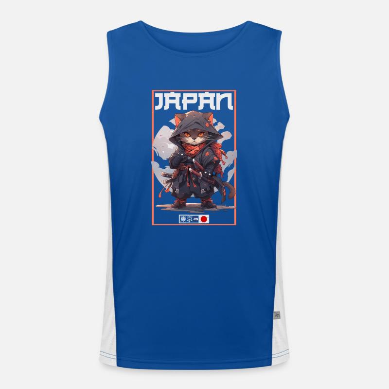 Asien Katze Japanischer Samurais Samurai Funktionelles Kontrast-Tank Top für Männer 