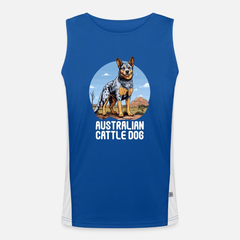 Hund Australian Cattle Dog Funktionelles Kontrast-Tank Top für Männer 