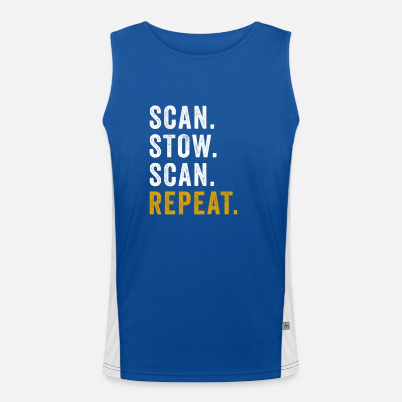 Scan Stow Scan Repeat Cool Flex Driver Humor Pun Men's Functional Contrast Tank Top 
