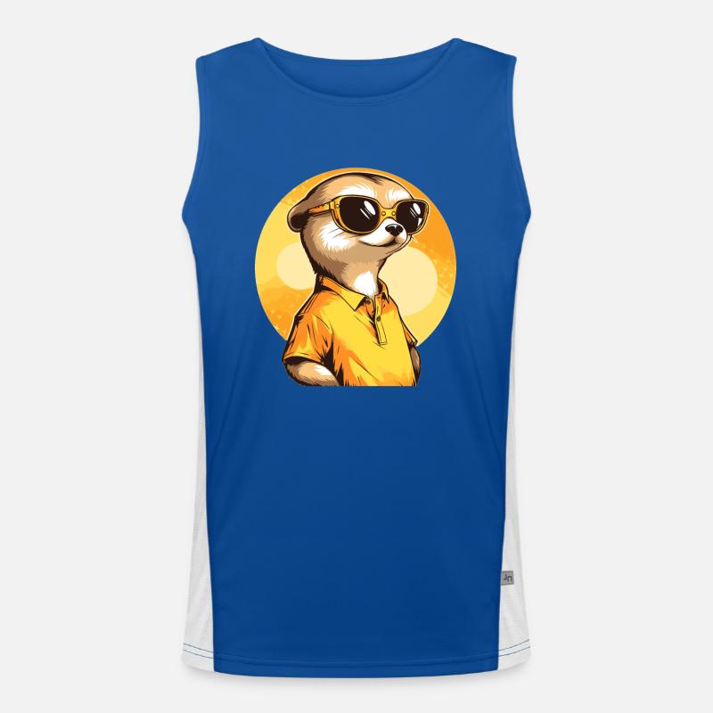 Erdmännchen Mit Sonnenbrille Meerkat Funktionelles Kontrast-Tank Top für Männer 