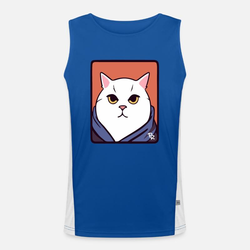 Gros chat blanc gras Débardeur respirant contrasté Homme 
