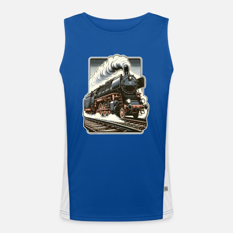 Illustration einer klassischen Dampflok Funktionelles Kontrast-Tank Top für Männer 