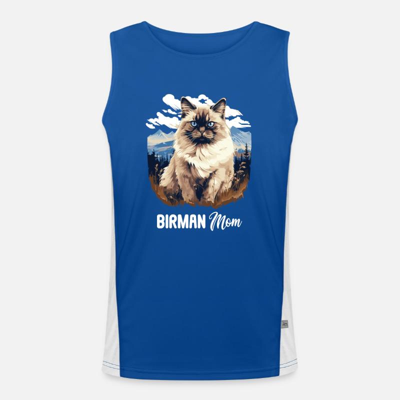 Birman Cat Birma Katze - Men's Functional Contrast Tank Top  - royal/white