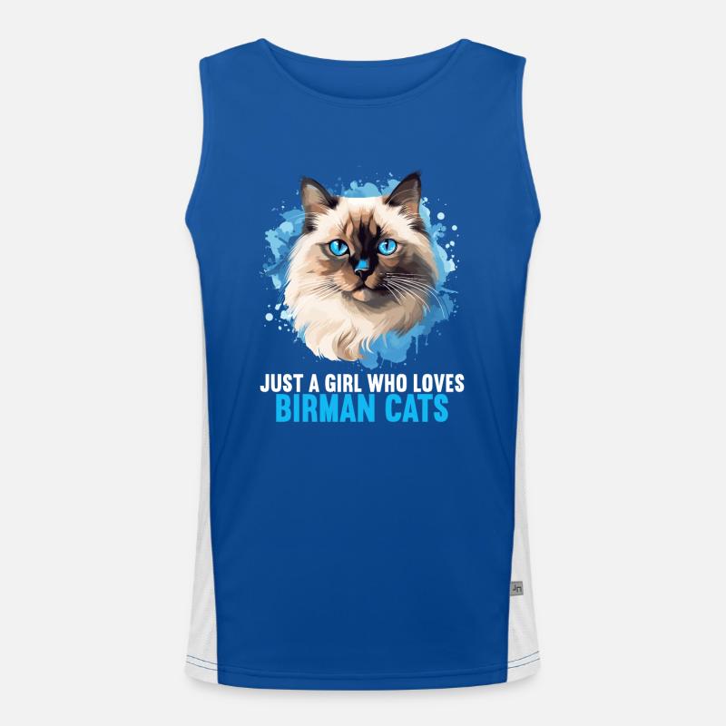 Birman Cat Birma Katze - Men's Functional Contrast Tank Top  - royal/white