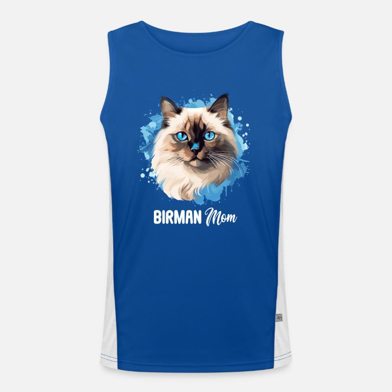 Birman Cat Birma Katze - Men's Functional Contrast Tank Top - royal/white