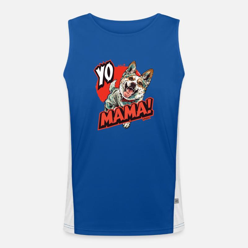 Sprüche Hund: Yo Mama!, deine Mutter Funktionelles Kontrast-Tank Top für Männer 