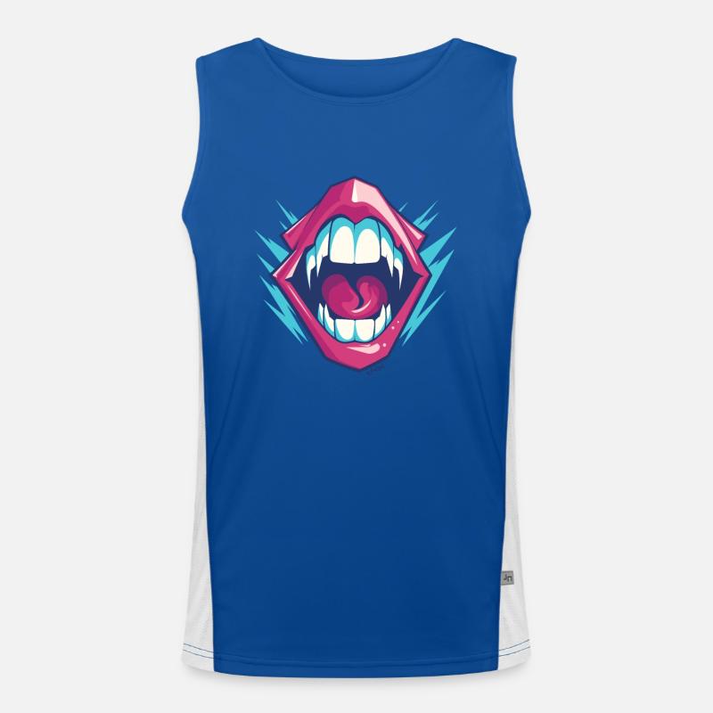 Vampire dentition with sharp teeth - Men's Functional Contrast Tank Top  - royal/white