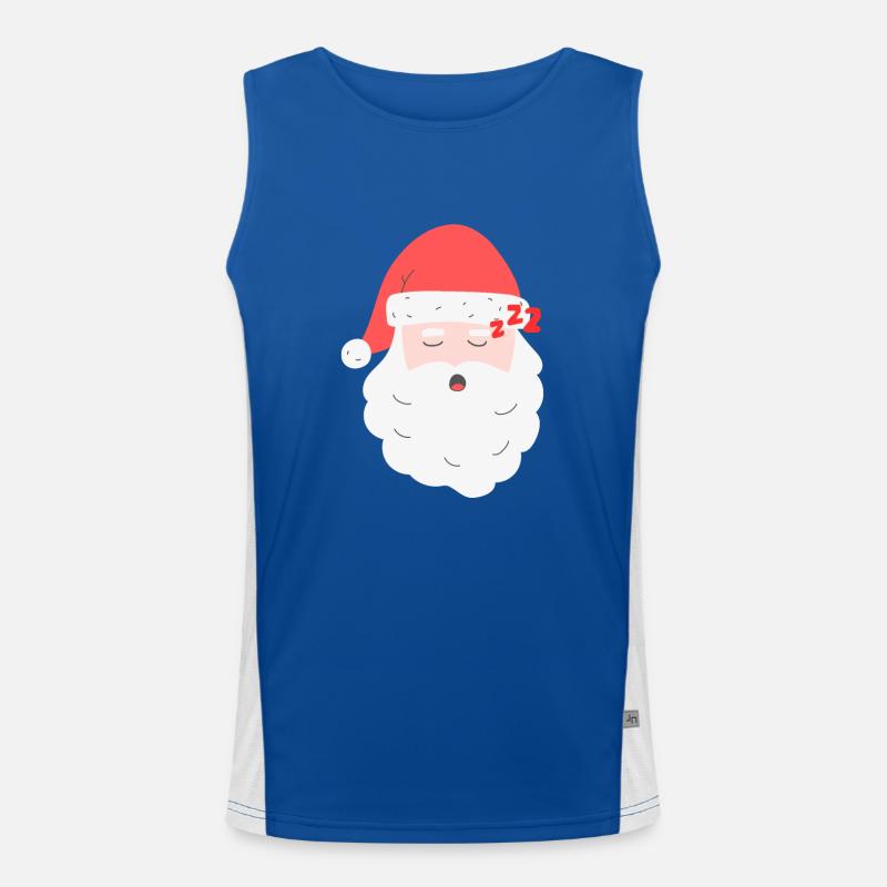 Snoozing Santa Shenanigans: A Comedic Christmas Men's Functional Contrast Tank Top 