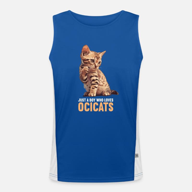 Ocicat Kitten Ocicat Cat - Men's Functional Contrast Tank Top  - royal/white