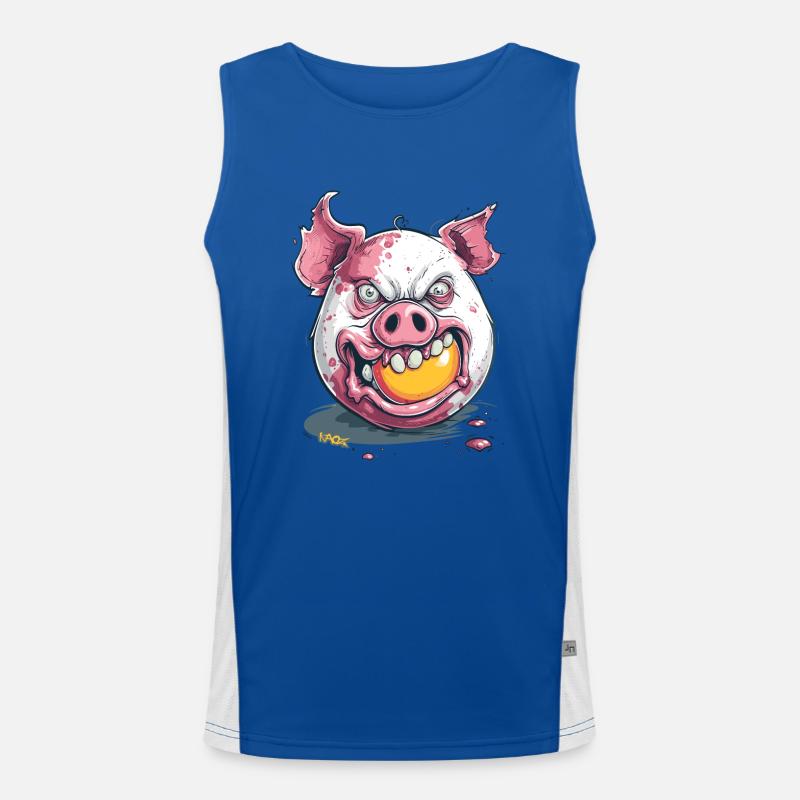 Horror: Zombie-Schwein frisst Eigelb Funktionelles Kontrast-Tank Top für Männer 