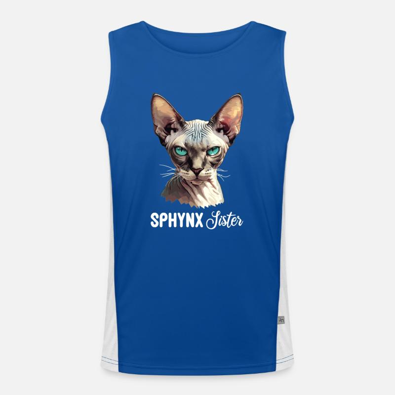 Sphynx Kitten Sphynx Cat - Men's Functional Contrast Tank Top  - royal/white